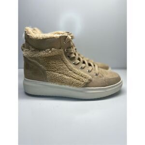 Marc Fisher Women's Fellow Sherpa High Top Sneakers Boots Beige Size 9.5M (H5)